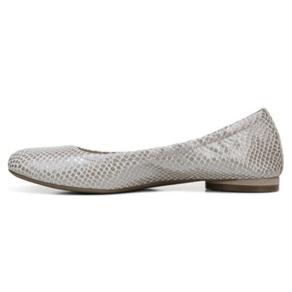 Vionic Ballet Flat Alexa Leather Lizard Aluminum Womens 7.5‎ Arch Support New - Picture 2 of 7